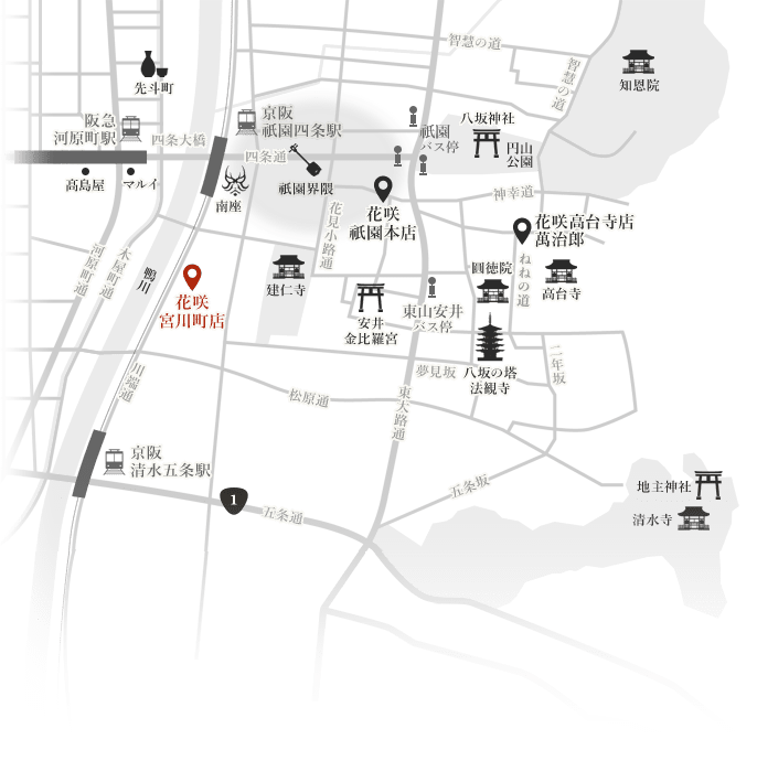 京都東山・花咲近隣地図